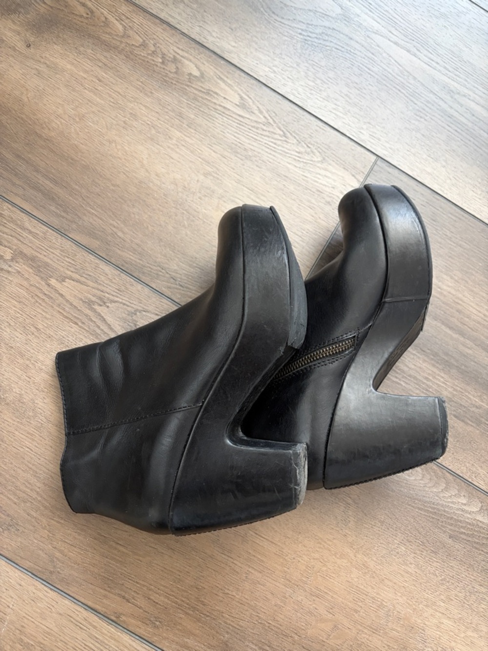 Black Platform Leather Ankle Boots - Picture 5 of 6